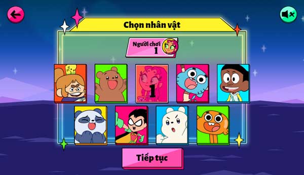 Lựa chọn nhân vật hoạt hình mà bạn muốn