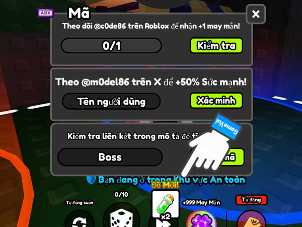 Phần thưởng đổi code