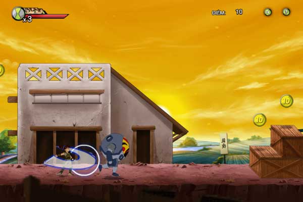 Ben 10 Samurai có thể dùng kiếm hoặc phi tiêu để hạ gục kẻ địch