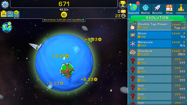 Nâng cấp hành tinh để kiếm xu.