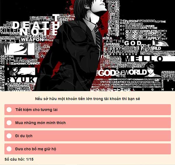 Bạn có muốn biết mình phù hợp với nhân vật nào trong Death Note không?