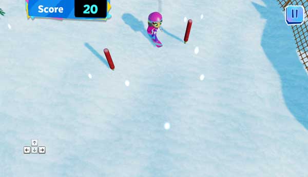 Điều khiển nhân vật để trượt tuyết, đổ đèo và ghi điểm
