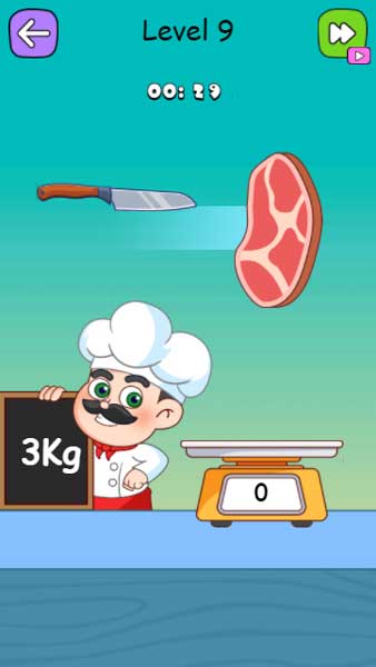 Chia đôi miếng thịt lợn thật đều nhau