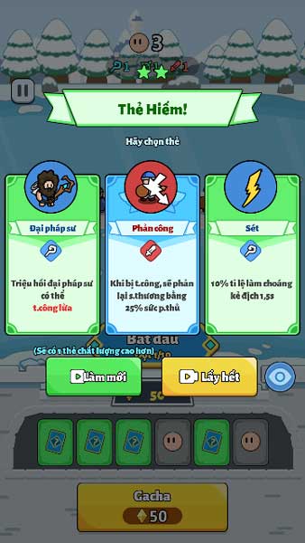 Tỉ lệ các loại thẻ Thường, Hiếm hoặc Sử thi sẽ xuất hiện Random