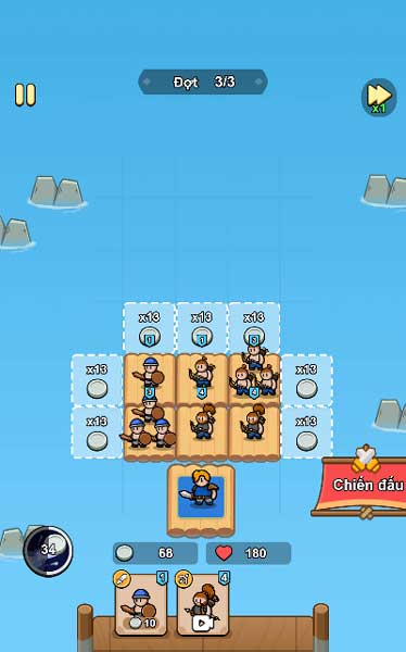 Dùng xu bạc mua thêm lính, mở ô mới