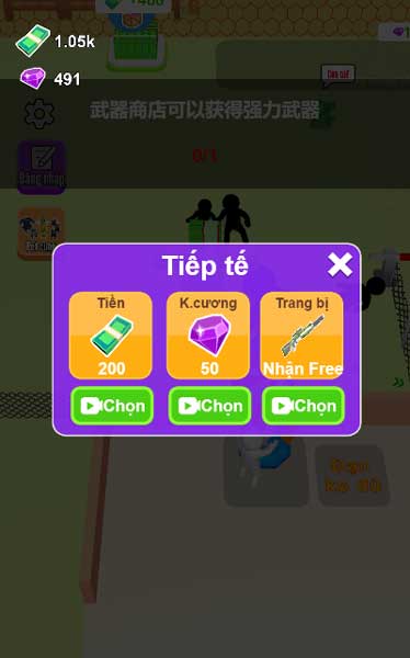 Xem video QC để nhận vật phẩm tiếp tế