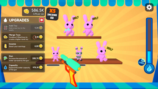 Nâng cấp các thiết bị, bạn có thể ghép 3 thú cưng bị đầy nước.