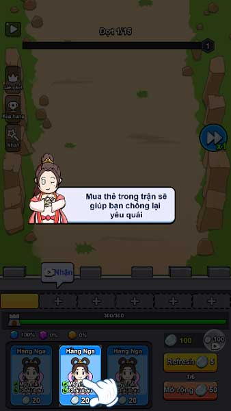 Dùng số xu bạc để Refresh hoặc mua thẻ Hero