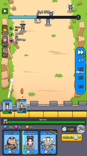 Đặt tướng vào những vị trí trên tường thành