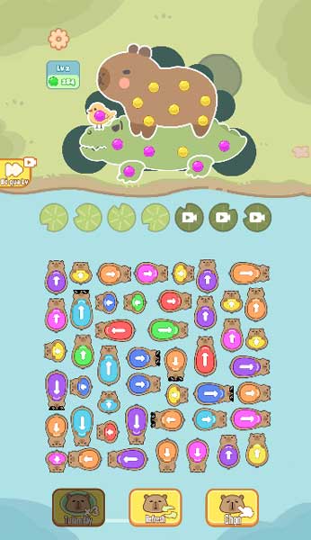 Lần lượt giúp Capybara giải các câu đố vặn, tháo ốc vít