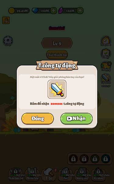 Tính năng tự động tấn công giúp người chơi rảnh tay