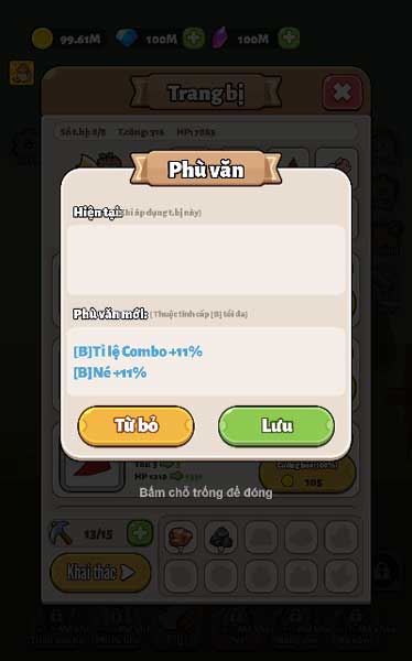 Tăng cường rất nhiều sức mạnh trang bị