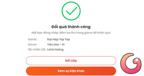 Đổi code thành công