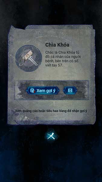 Chìa khóa mở tủ số 57