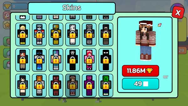 Rất nhiều Skin và phụ kiện đa dạng dành cho nhân vật