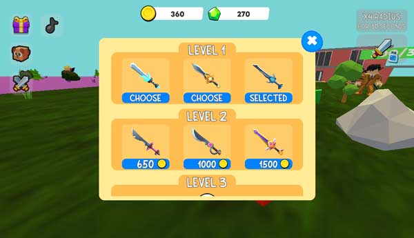 Nhiều mẫu vũ khí trong Shop cửa hàng