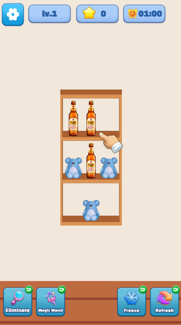 Sắp xếp 3 đồ vật giống nhau để loại bỏ chúng.