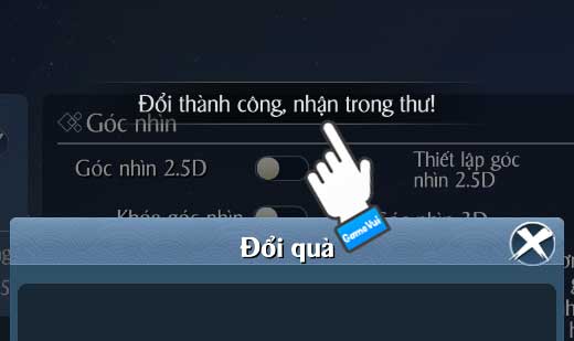 Đổi thành công, nhận trong thư