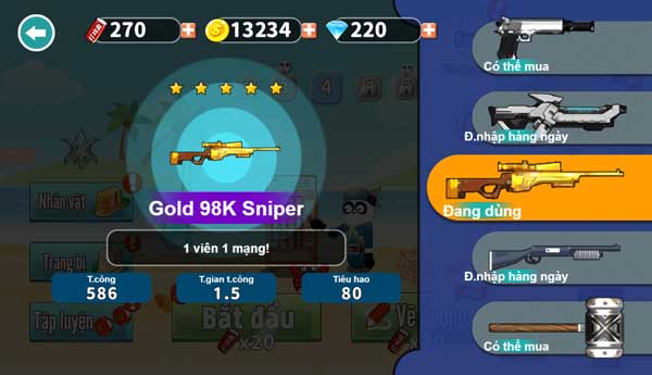 Hệ thống trang bị vũ khí đa dạng