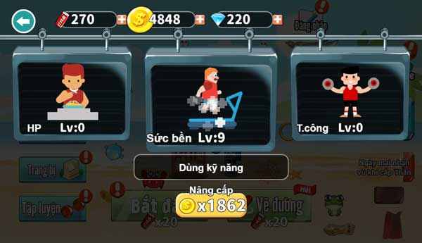 Nâng cấp các chỉ số chính của nhân vật