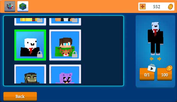 Rất nhiều mẫu Skin nhân vật đa dạng