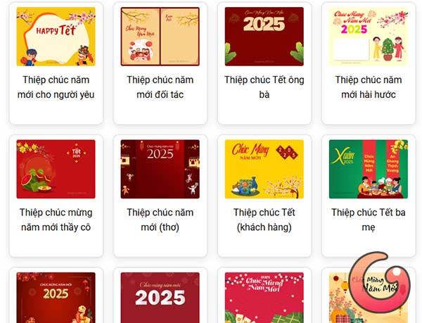 Chọn mẫu thiệp Tết