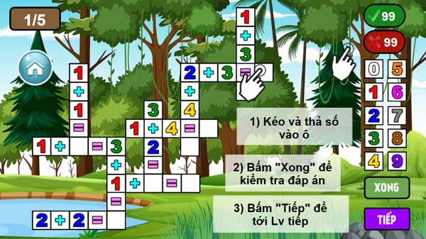 Hướng dẫn chơi game giải ô toán cơ bản