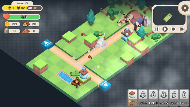 Bảo vệ bộ lạc bằng cách xây dựng các tháp phòng thủ.