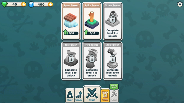 Nâng cấp, mở khoá các tháp phòng thủ với các sức mạnh khác nhau.