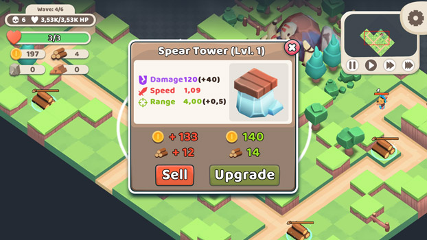 Nâng cấp tháp phòng thủ.