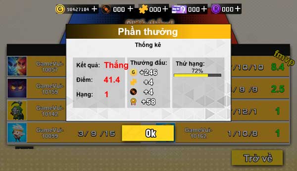Nhận phần thưởng trận chiến