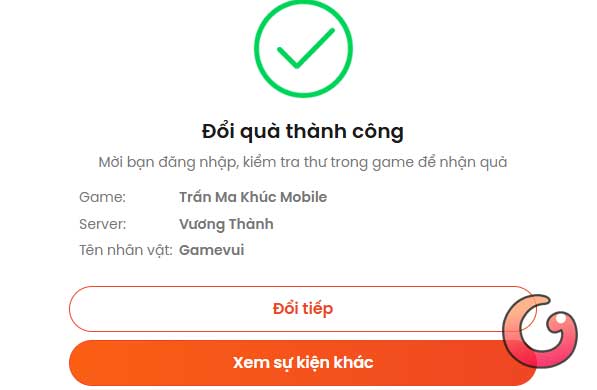 Đổi quà thành công
