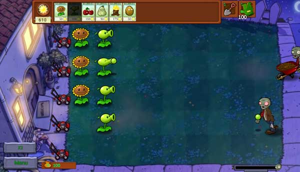 Đặt xen kẽ các loại cây bắn đậu để phòng thủ Zombie