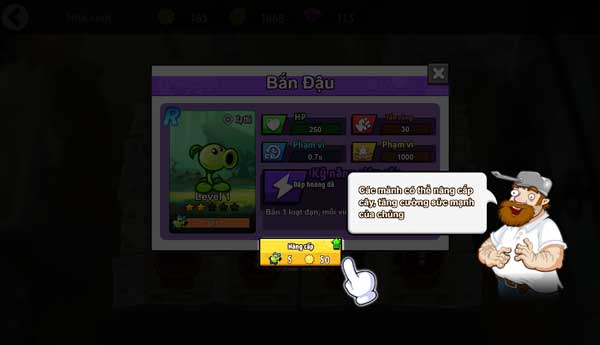 Mở khóa, nâng cấp để tăng sức mạnh cây trồng