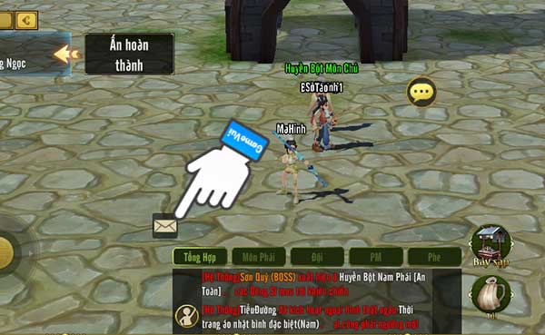 Chạm vào biểu tượng bức thư