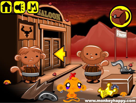 Chơi game Chú khỉ buồn: Cao bồi tinh nghịch - GameVui.vn