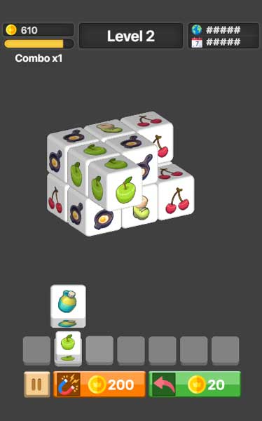 Ghép đủ 3 khối vuông giống nhau để loại bỏ chúng