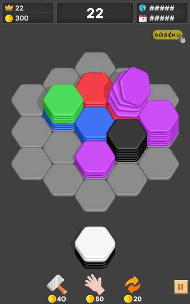 Các phần trên của khối Hexagon cùng màu và cạnh nhau sẽ gộp lại