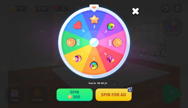 Tính năng vòng quay may mắn để nhận phần thưởng
