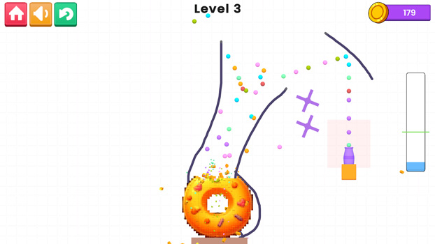 Vẽ các đường chắn giúp đưa các viên bi bay vào bánh.