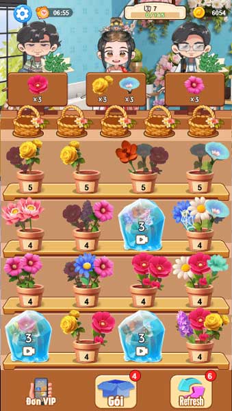 Sắp xếp 3 bông hoa giống nhau để tạo thành bó hoa