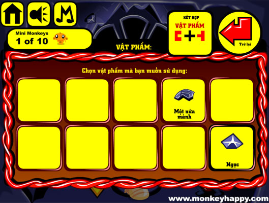 Ghép hoặc sử dụng các vật phẩm khác nhau.