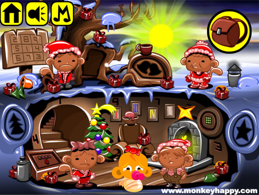 Chơi game Chú khỉ buồn: Lễ giáng sinh - GameVui.vn