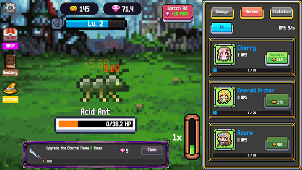 Hạ gục các quái vật bằng cách nhấn chuột liên tục.