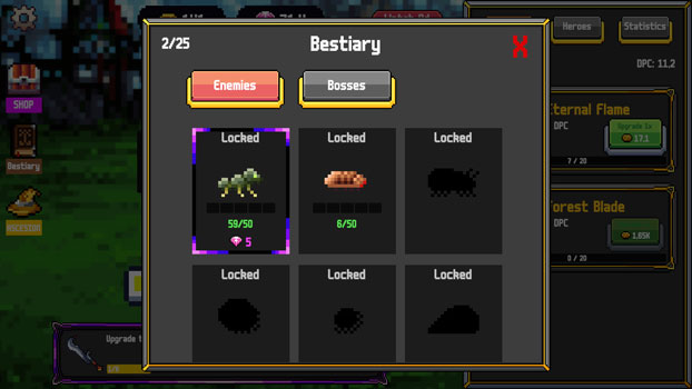 Khám phá danh sách quái vật.