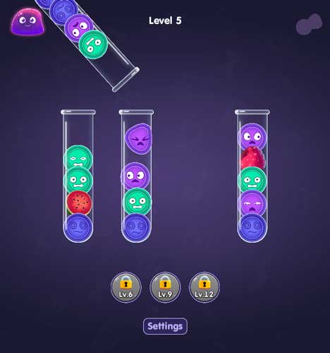 Đặt những con Slime cùng màu vào cùng 1 ống