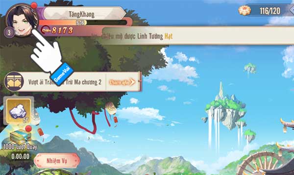 Chạm vào ảnh đại diện