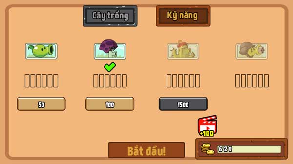 Dùng số tiền xu để mua mới, nâng cấp các loại cây trồng hoa quả