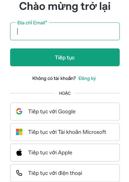 Đăng nhập tài khoản ChatGPT