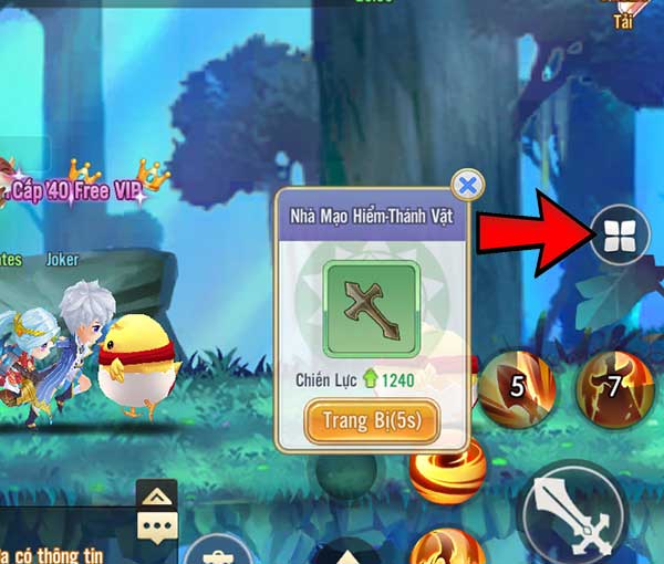 Chạm vào biểu tượng 4 cánh hoa